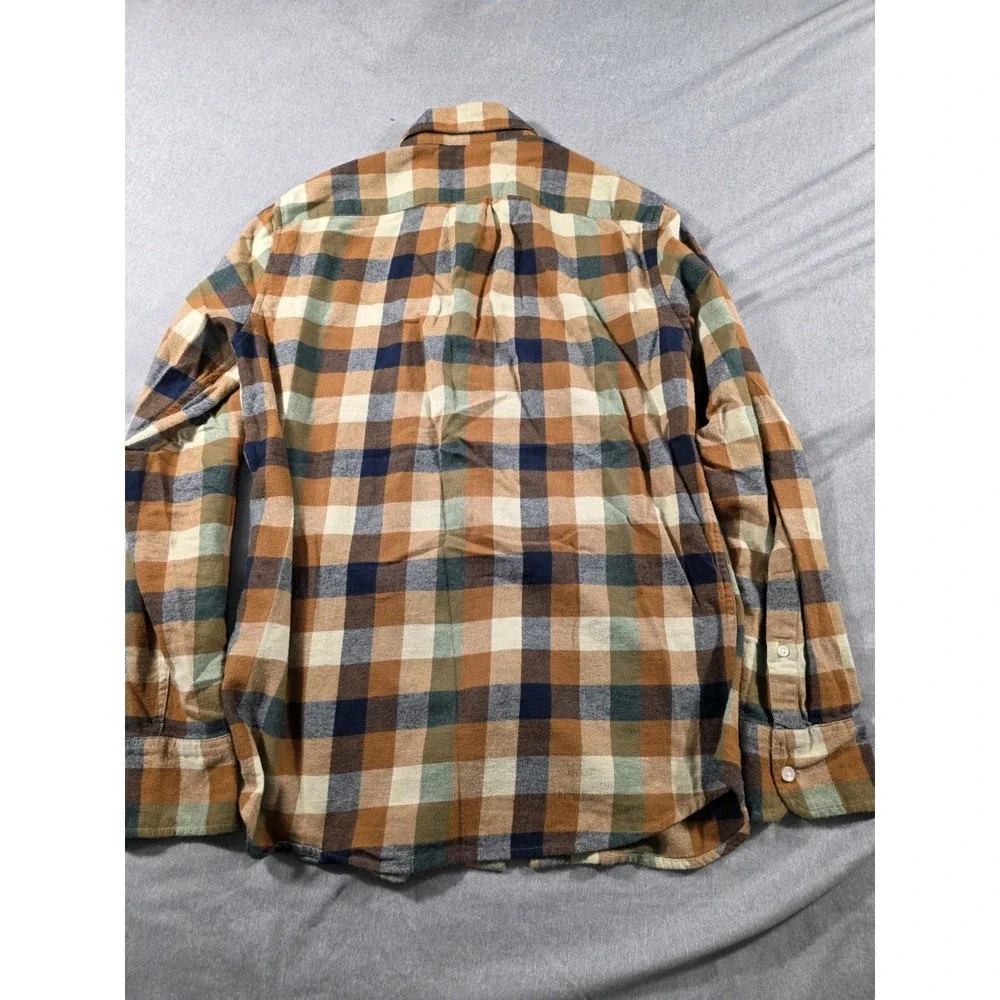 J Crew Flannel Shirt Mens Small Slim Fit Plaid Button Up L/S Neutral Earth Tones